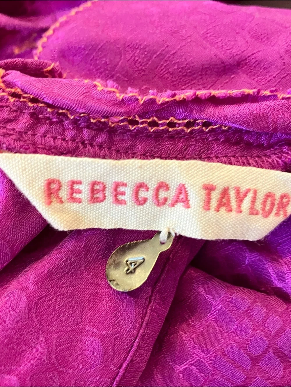Rebecca Taylor Pure Silk Purple Ruffled Top